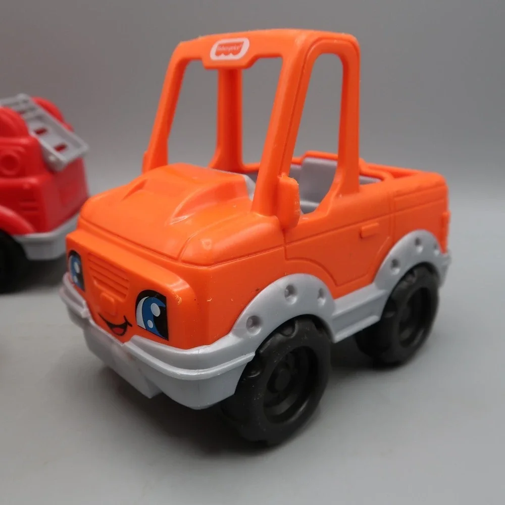 Set Of 4 Fisher Price Little People & Vehicles Fire Truck Pizza Delivery Truck